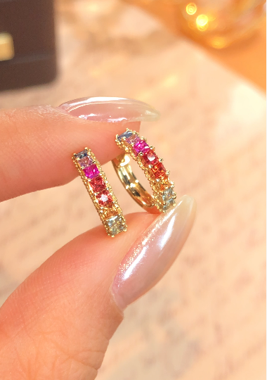 0.67ct Fancy Sapphire Donut Earrings in 18K Yellow Gold